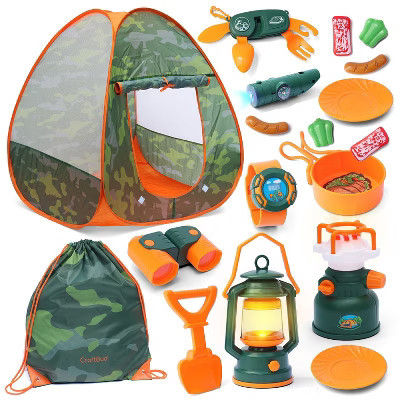 Hearth & Harbor Kids Camping Play Set - 17PC Kids Camping Set with Pop Up Tent, Campfire & Camping Toys - Kids Adventure Kit for Christmas | Target