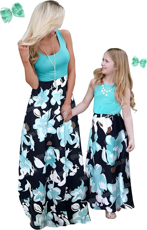 Mommy and Me Boho Floral Family Matching Maxi Dress with Pocket for Mother's Day… | Amazon (US)