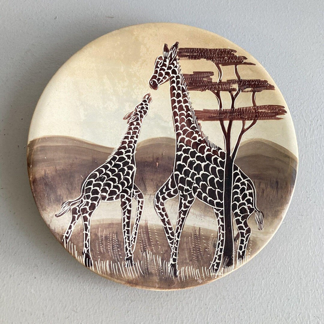 Hand Etched Kenyan Soapstone Dish African Giraffe Kissi Shallow Burnished Bowl - Etsy | Etsy (US)
