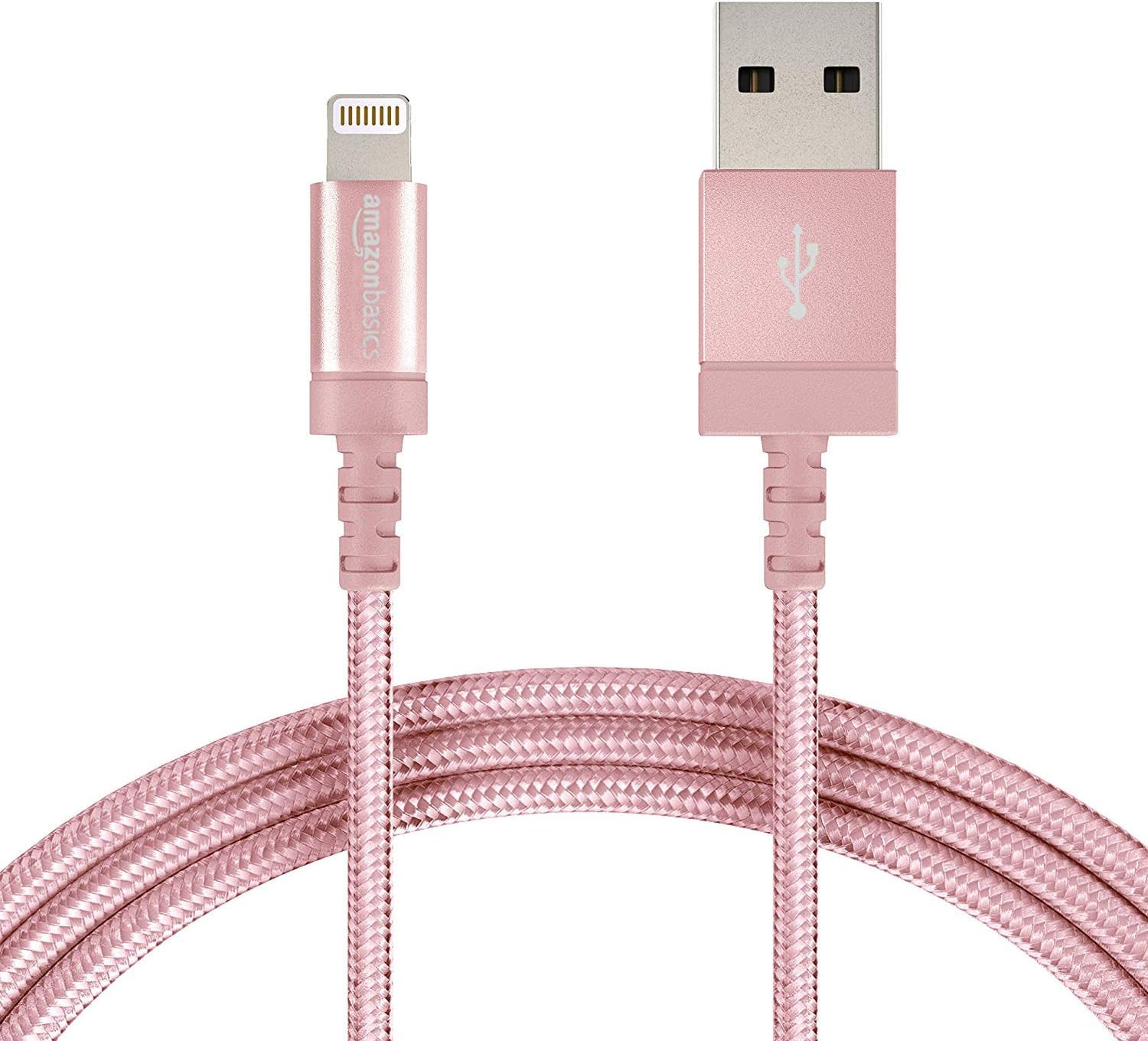 AmazonBasics Nylon Braided Lightning to USB A Cable, MFi Certified Apple iPhone Charger, Rose Gol... | Amazon (US)