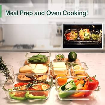 Urban Green Glass Bamboo Lids, Meal Prep Containers Food storage, 5 Pack, Pantry Kitchen Fridge C... | Amazon (US)