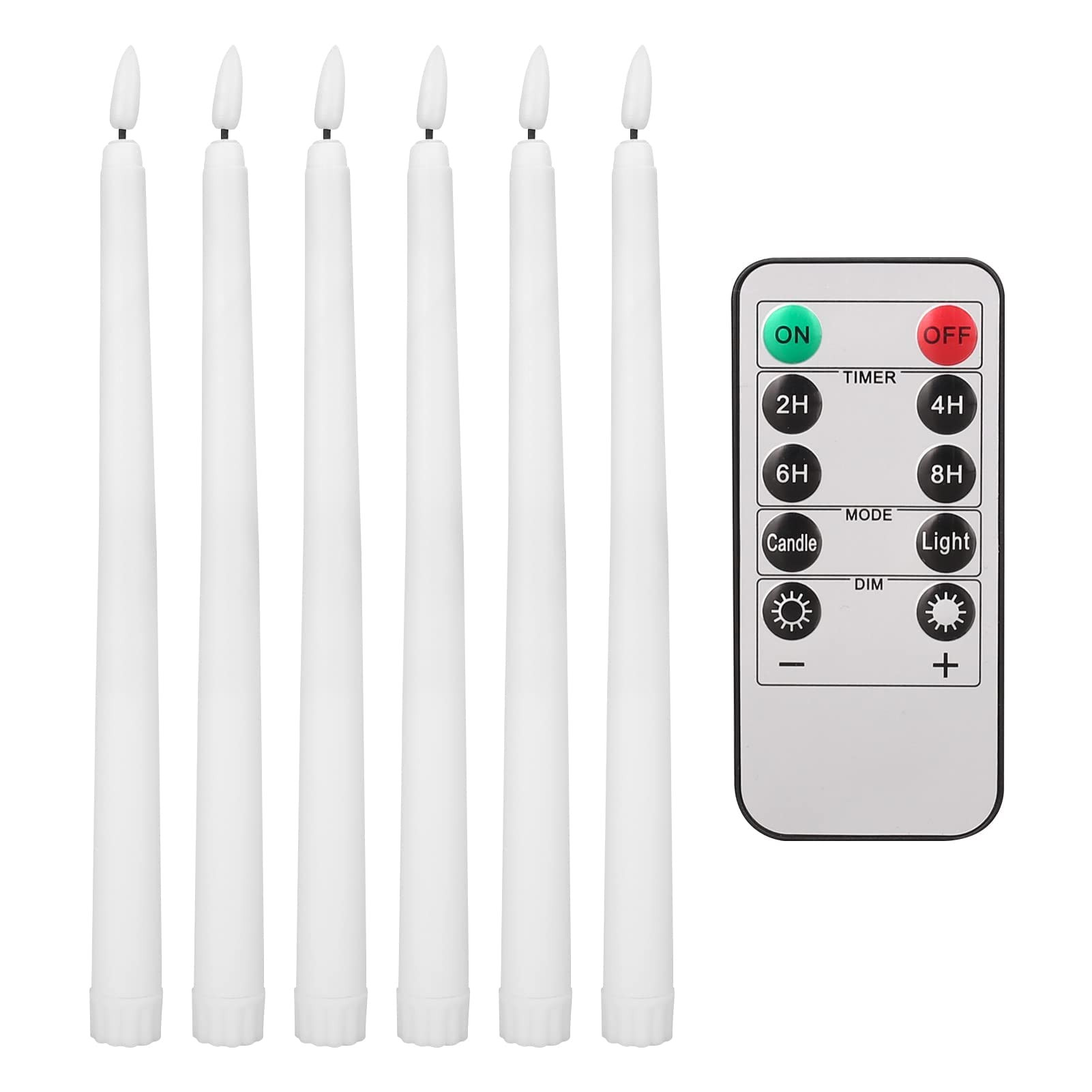 LED Taper Candles with 10-Key Remote, Battery Operated Flameless Taper Candles Pack of 6, Warm Wh... | Amazon (UK)