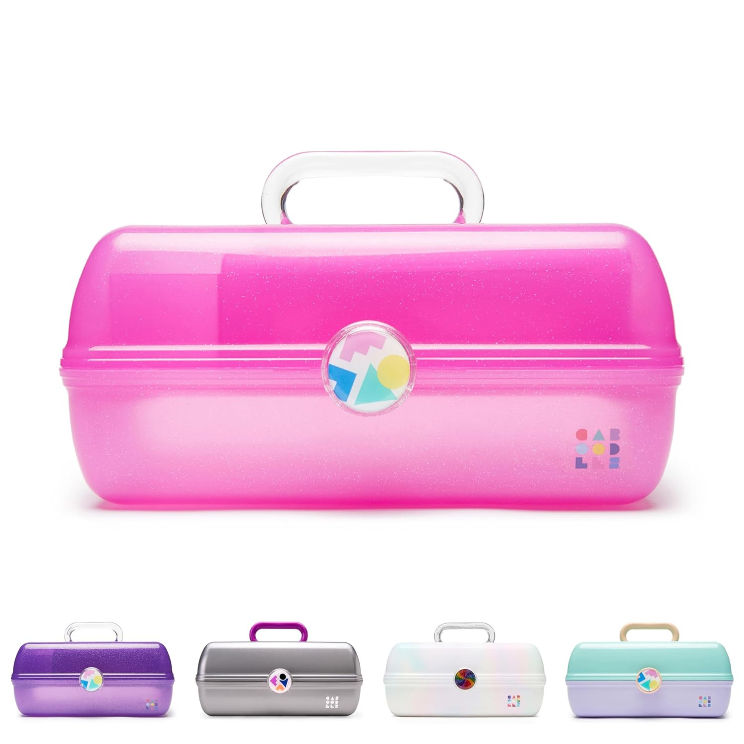 Caboodles On-The-Go Girl Makeup Box, Hot Pink Sparkle, Hard Plastic Makeup Organizer Box, Built-I... | Amazon (US)