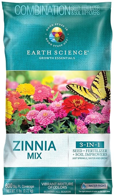 Earth Science Zinnia Mix from Earth Science (6 lb), 3-in-1 Mix with Premium Wildflower Seed, Plan... | Amazon (US)