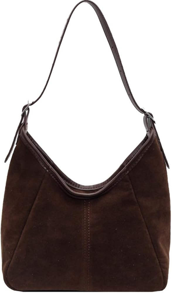 Brown suede bag for Women Trendy Suede Purse Slouchy hobo Bag Suede Tote Bag for Work Shopping Tr... | Amazon (US)