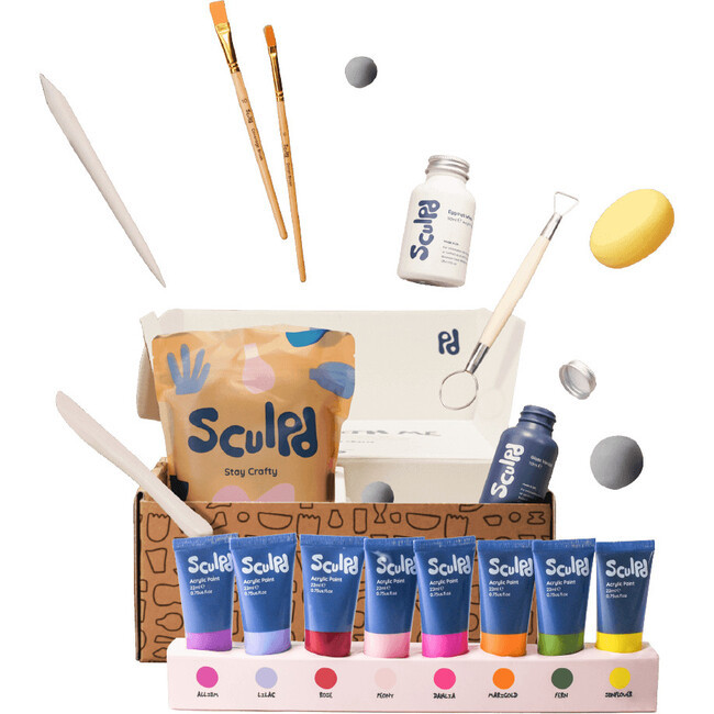 Home Pottery Kit with Paint Set, Floral Tones | Maisonette