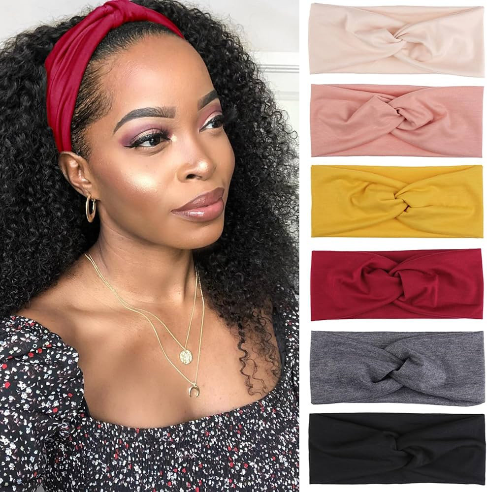 Kachanaa 6 Pcs Non-Slip Headbands for Women,Boho Hair Bands Soft Cross Elastic Head Bands Hair Ac... | Amazon (US)