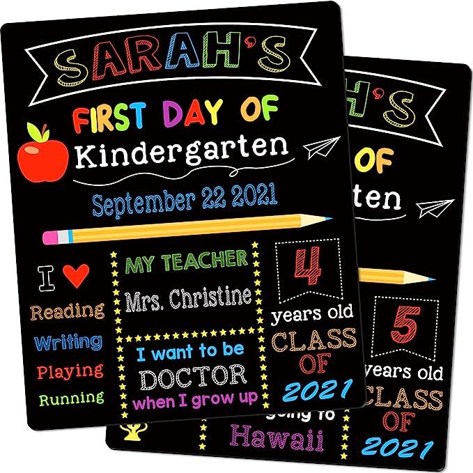 First & Last Day of School Chalkboard, 12 x 10 Inch Double Sided Back to School Sign for Kids/Gir... | Amazon (US)