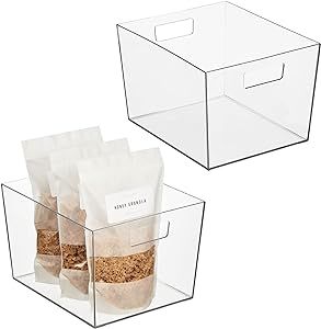 Nate Home by Nate Berkus Wide Plastic Bin with Handles | Perfect Organizer for Kitchen Storage or... | Amazon (US)