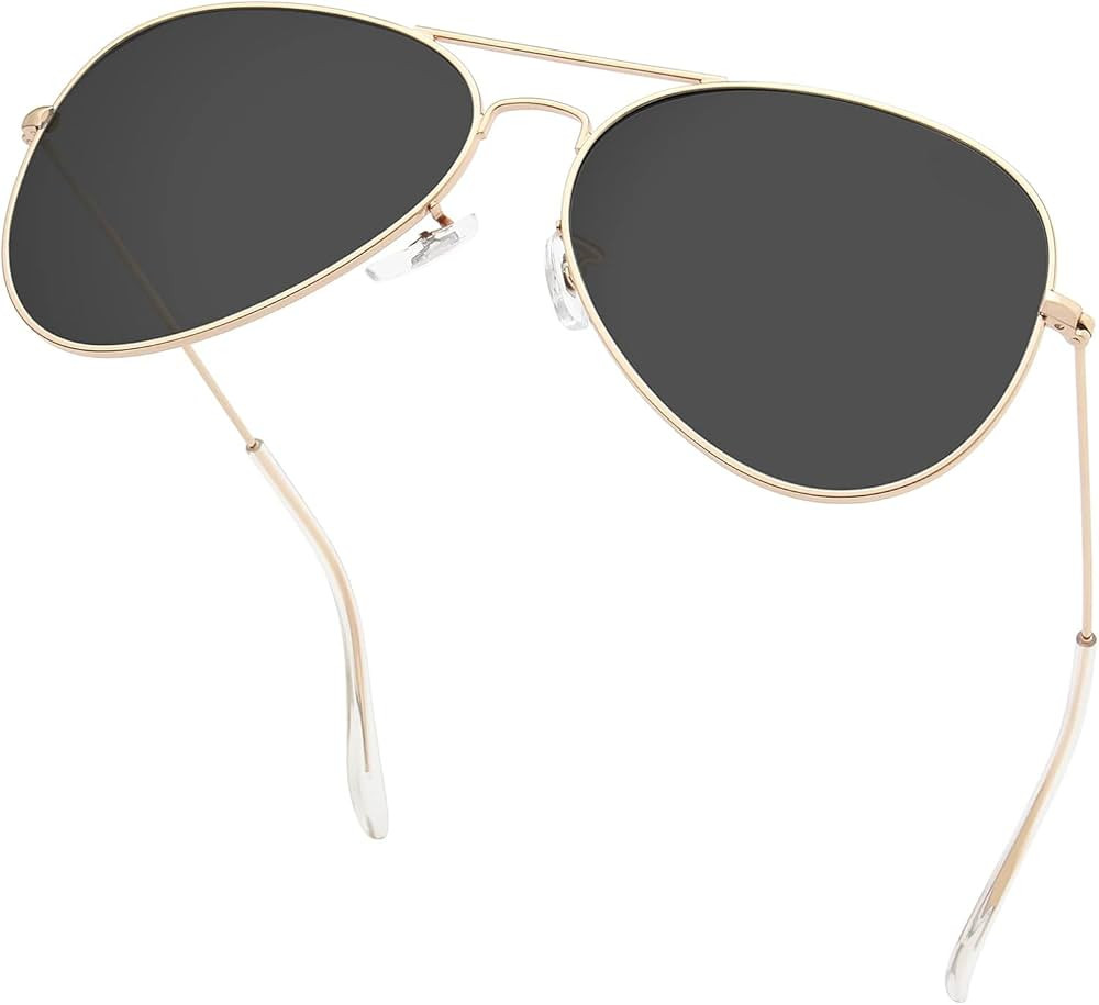 livho Sunglasses for Men Women Aviator Polarized Metal Mirror UV 400 Lens Protection (Gold Black) | Amazon (US)