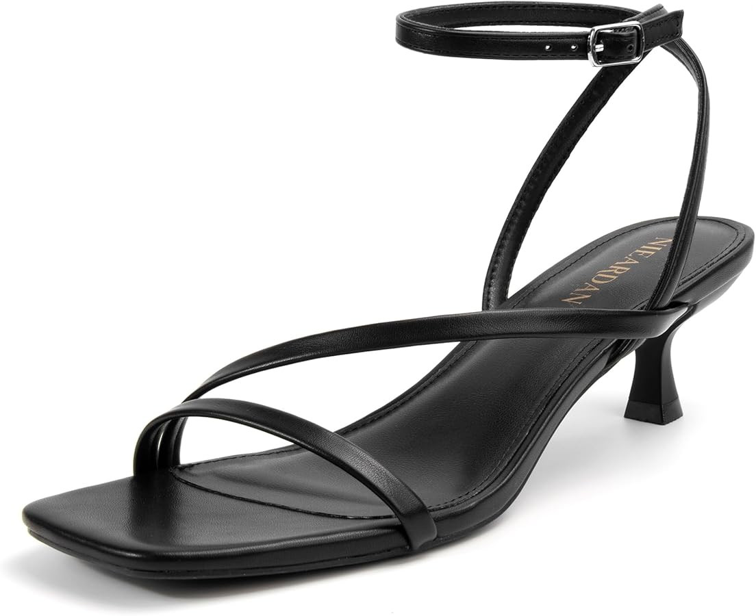 Women's Kitten Heel Sandals Square Open Toe Heels Ankle Buckle Heel Dress Sandals Dress Sandals f... | Amazon (US)