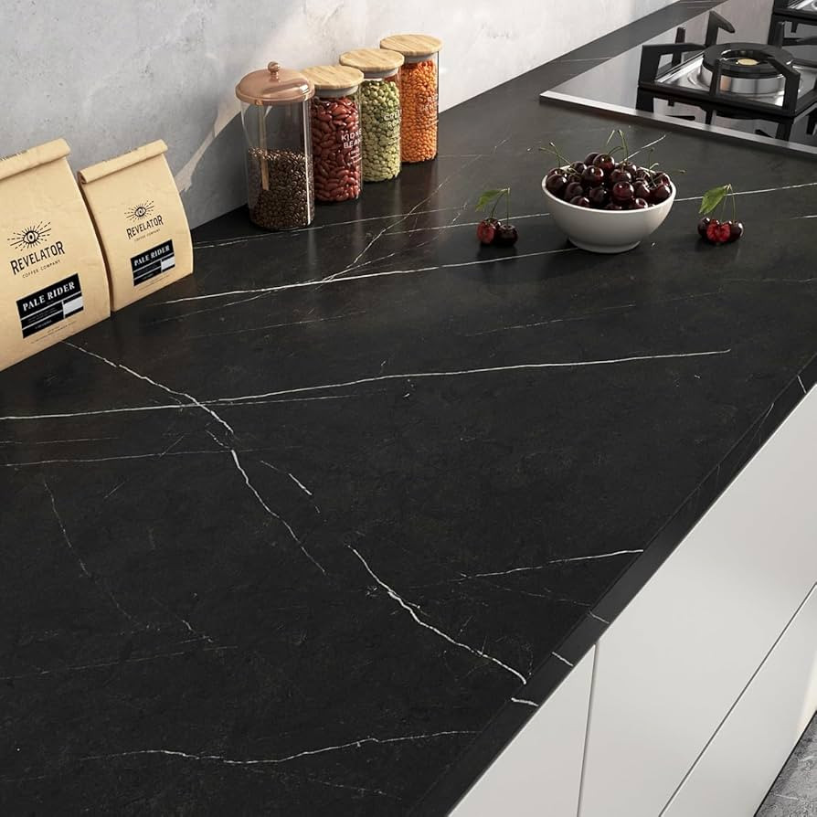 FunStick 36"x200" Black Marble Contact Paper Peel and Stick Countertop Paper Waterproof Contact P... | Amazon (US)