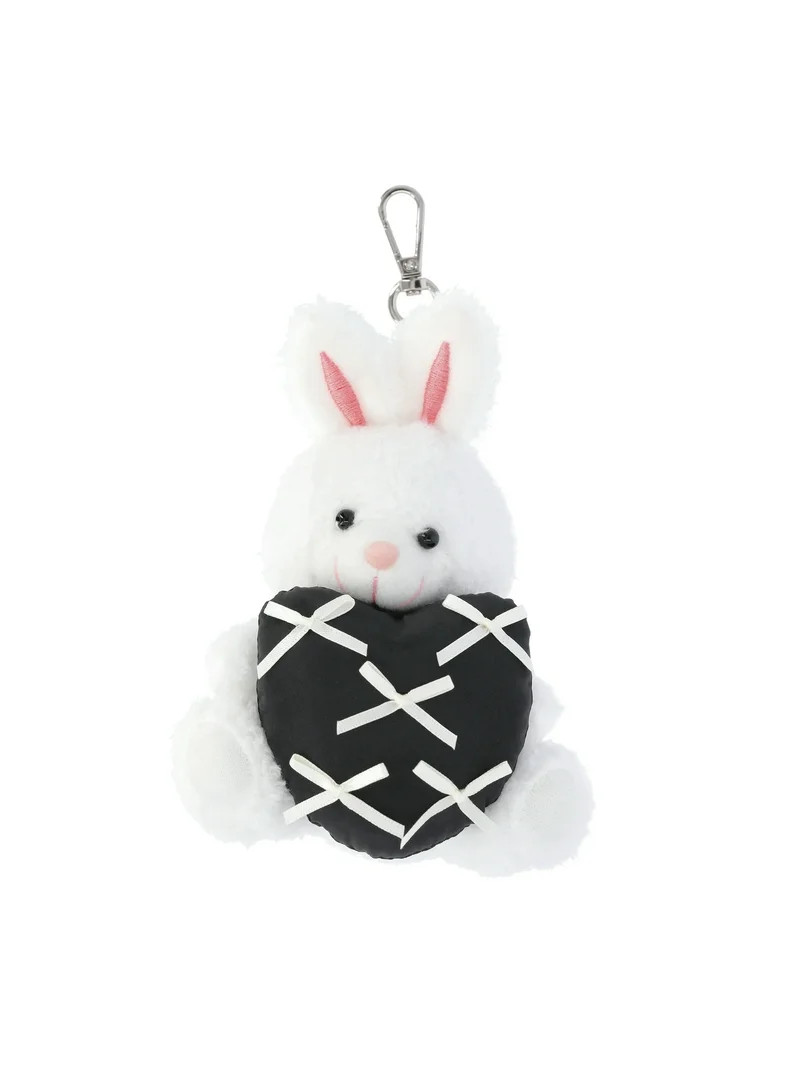 No Boundaries Women's Bag Charm, Off-White Stuffed Bunny with Black Heart | Walmart (US)