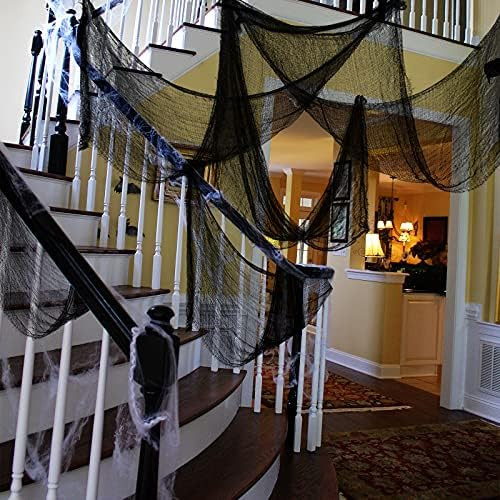 Yunfan 355" x 79" Halloween Creepy Cloth + Spider Web Halloween Decorations Outdoor Indoor Party ... | Amazon (US)