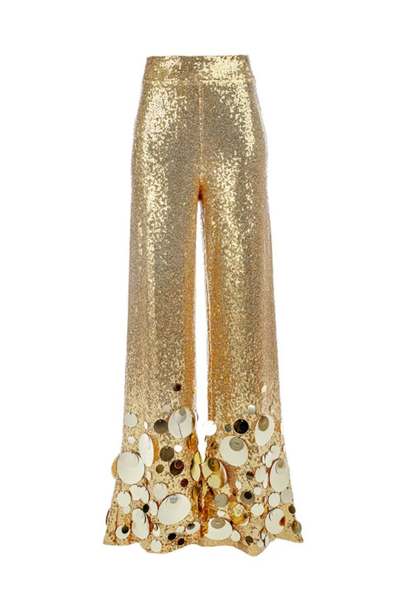 LINDA STRAIGHT-LEG PANTS IN GOLD | Alersundi | CULT MIA | CULT MIA UK LTD