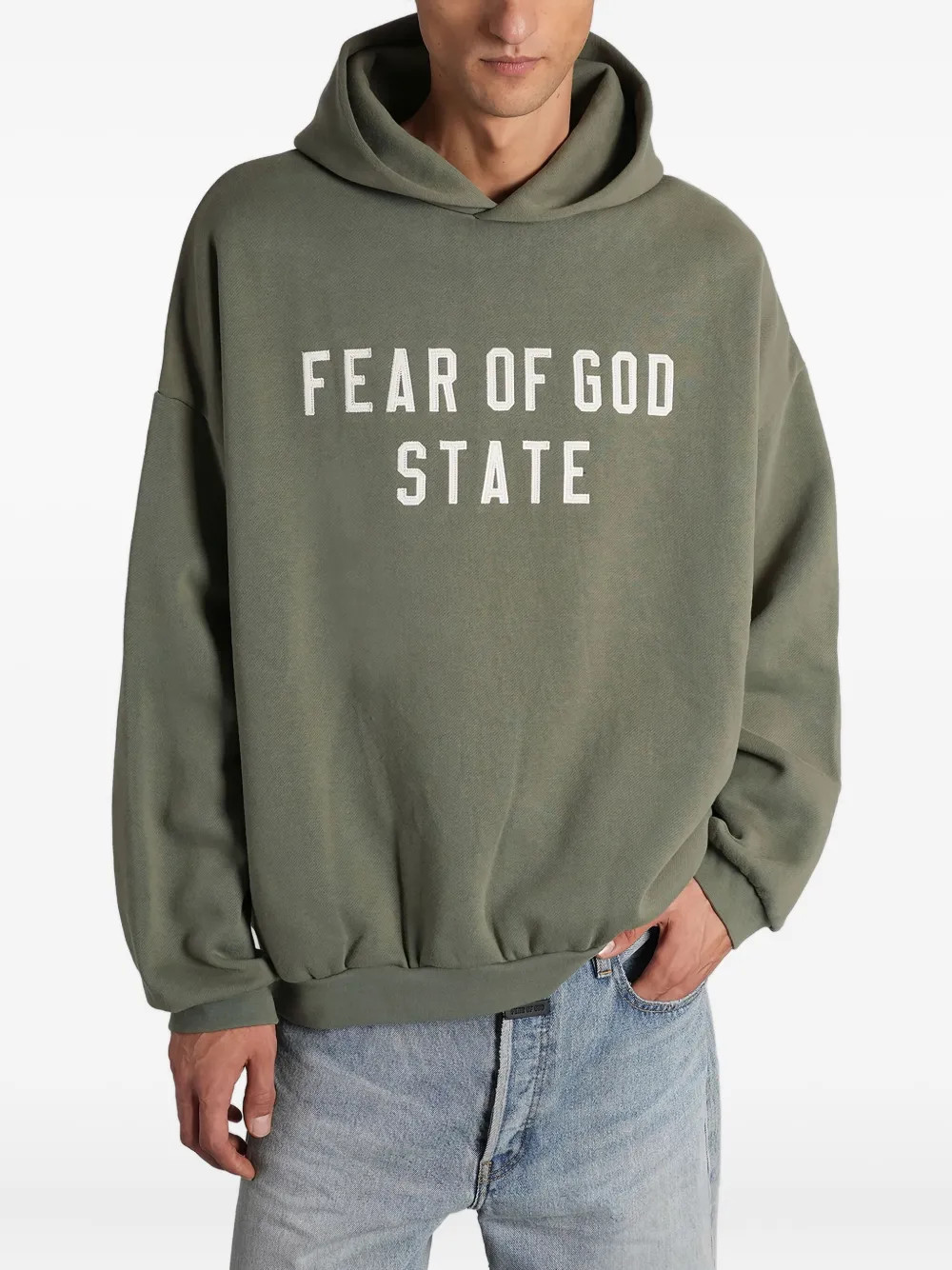 FEAR OF GOD ESSENTIALS logo-detail hoodie - Green | Farfetch Global