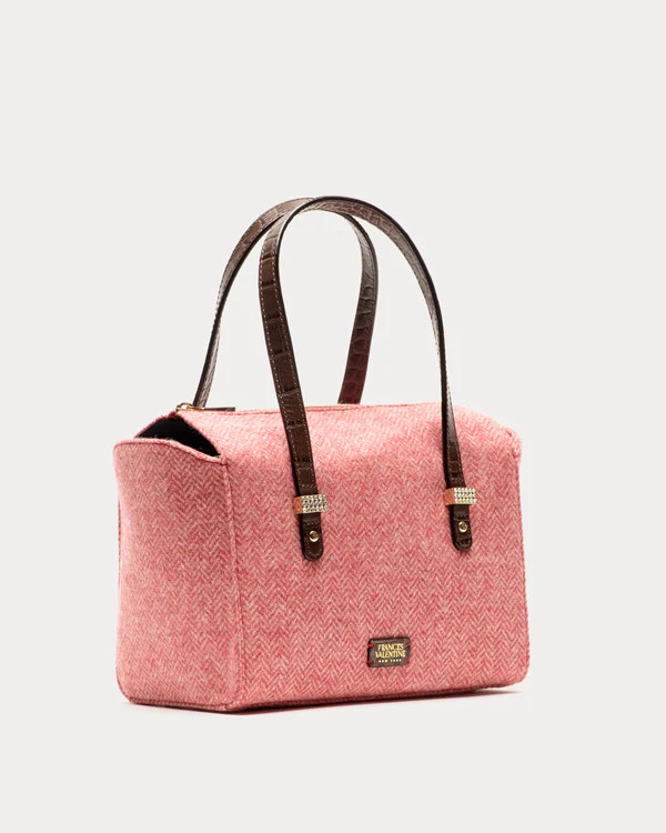 Boxy Bag - Pink Herringbone Wool | Frances Valentine