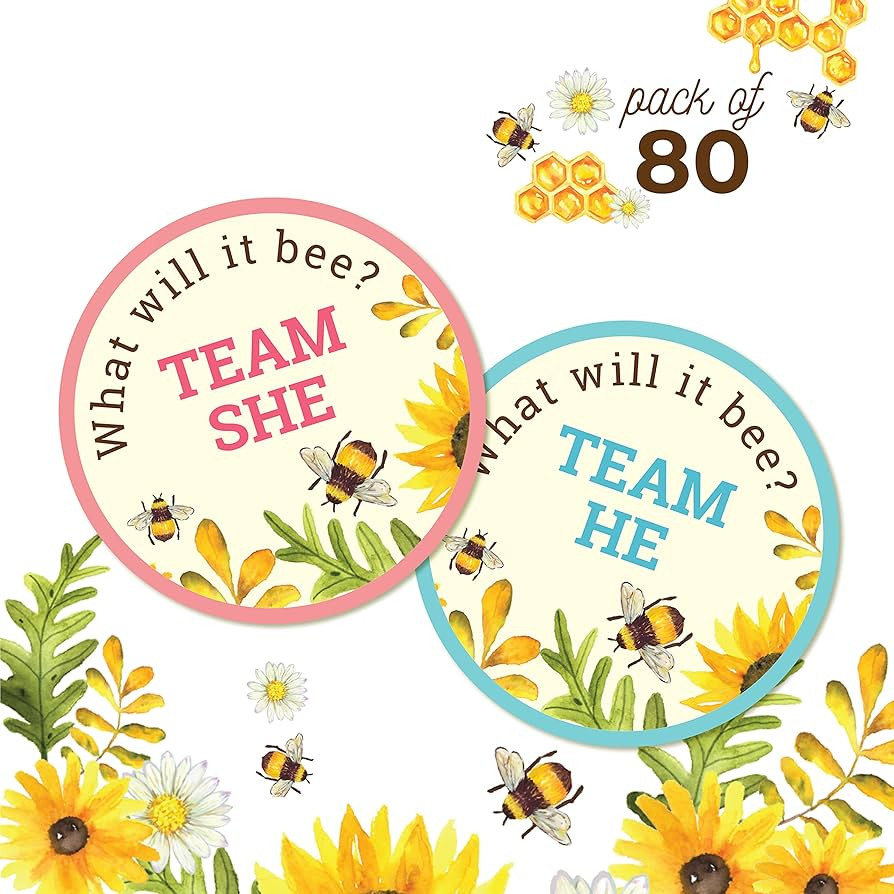 Bee Gender Reveal Stickers - Pack of 80 | What Will IT BEE? Team He or She | Stickers with Bumble... | Amazon (US)