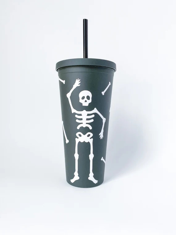 Skeleton Iced Coffee Cup Halloween Iced Cofee Tumbler | Etsy | Etsy (US)