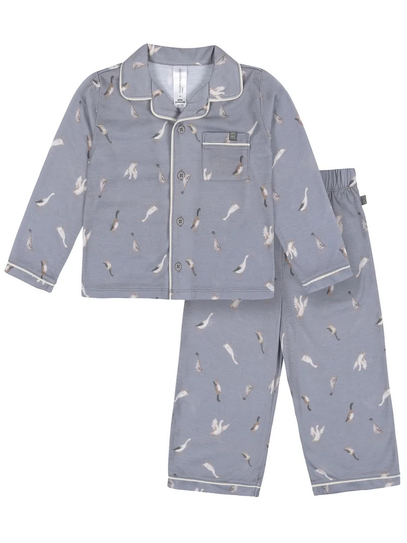 Modern Moments by Gerber Gender Neutral Long Sleeve Coat Pajama Set, 2-Piece, Sizes 12 Months - 5... | Walmart (US)