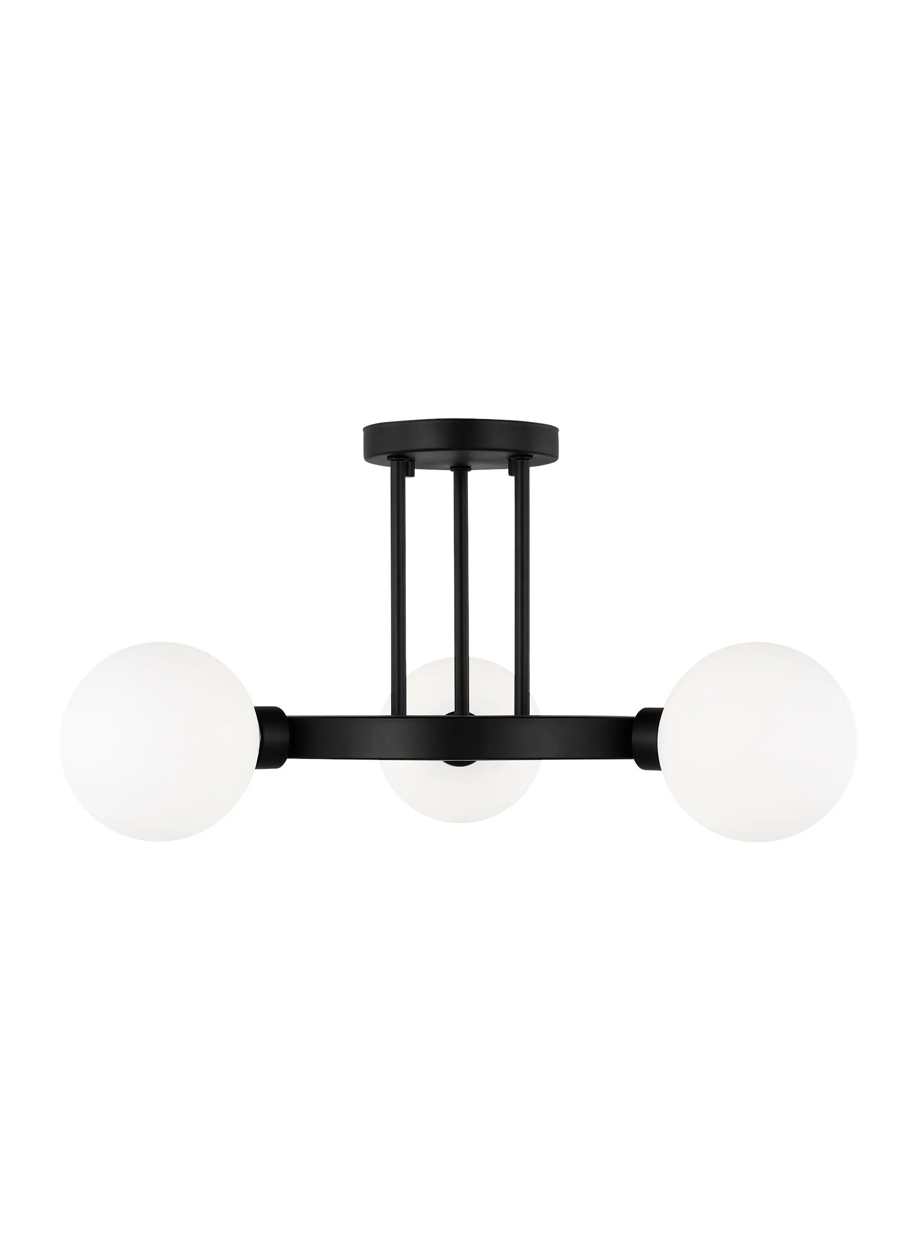 Generation Lighting Clybourn 21-in Black Indoor 3 -Light Semi-flush Mount Light with Frosted Glass one_size | 7761603-112 | Lowe's