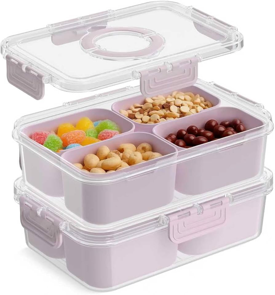 Snackle Box Container, Upgrade Dishwasher,Safe Snack Box for Adult Kids, 4 compartments Plastic D... | Amazon (US)