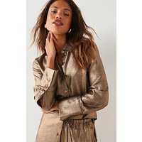 V By Very Metallic Longline Co-Ord Shirt - Gold | Very (UK)