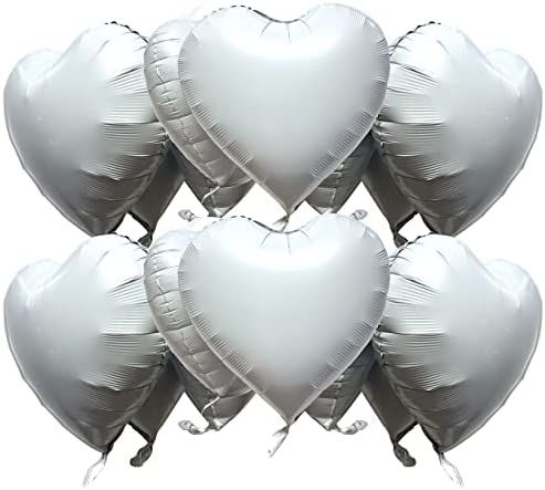 JONHAMWELBOR 20 Pack White Heart Balloons White Heart Foil Balloons 18 inch White Heart Shape H... | Amazon (US)
