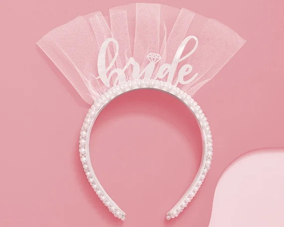 Bachelorette Party Decorations Pearl Bride Headband  White | Etsy | Etsy (US)