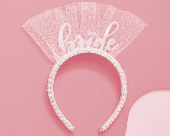 Bachelorette Party Decorations Pearl Bride Headband | White Headpiece Bridal Shower Gift, Bridesm... | Etsy (US)