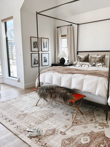 Loving my new rug. It’s an 8 x 10 but I’ve also used a 9 x 12 in this space. We have all our rugs linked in collections in the app. Happy Thursday 🤍 #neutralbedroom

#LTKhome #LTKstyletip