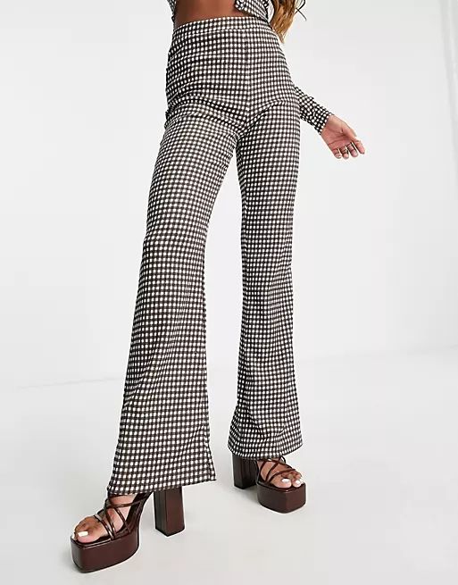 Only flares co-ord in brown check | ASOS (Global)