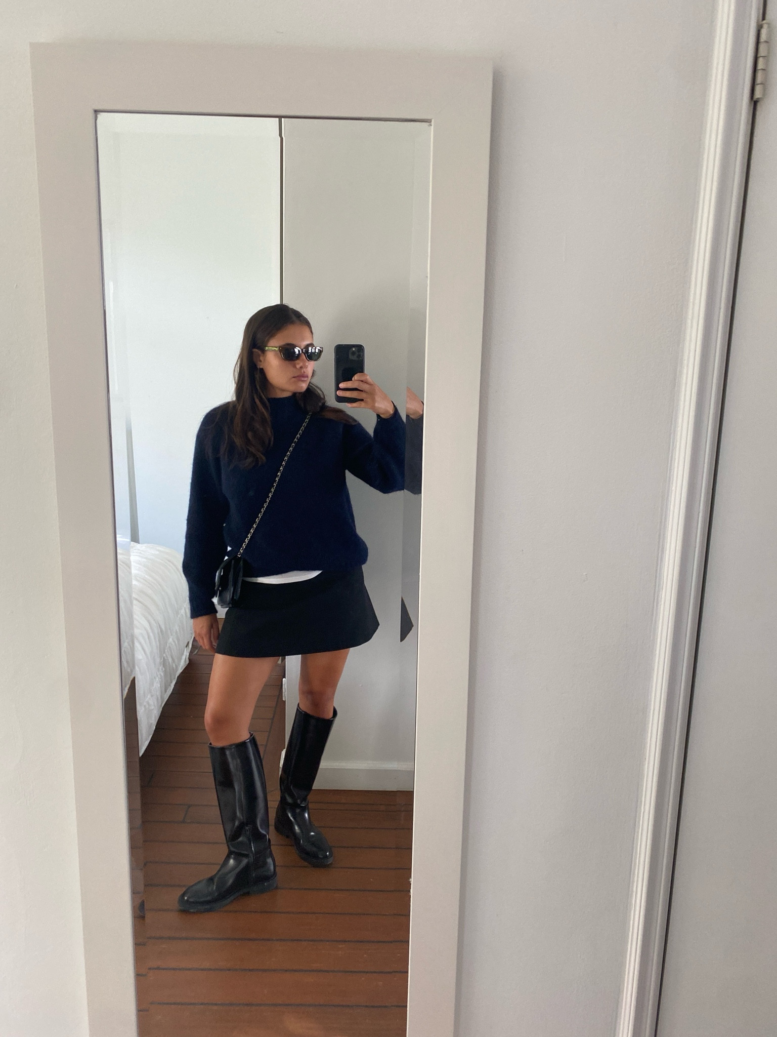 Sweater, skirt & boots combo

outfit inspiration, autumn style, Saint Laurent Eyewear, Toteme, leather knee high boots, & Other Stories, Chanel crossbody bag, Vestiare Collective, twill mini skirt, COS,Sezane, navy blue sweater. 

#LTKstyletip #LTKeurope #LTKSeasonal