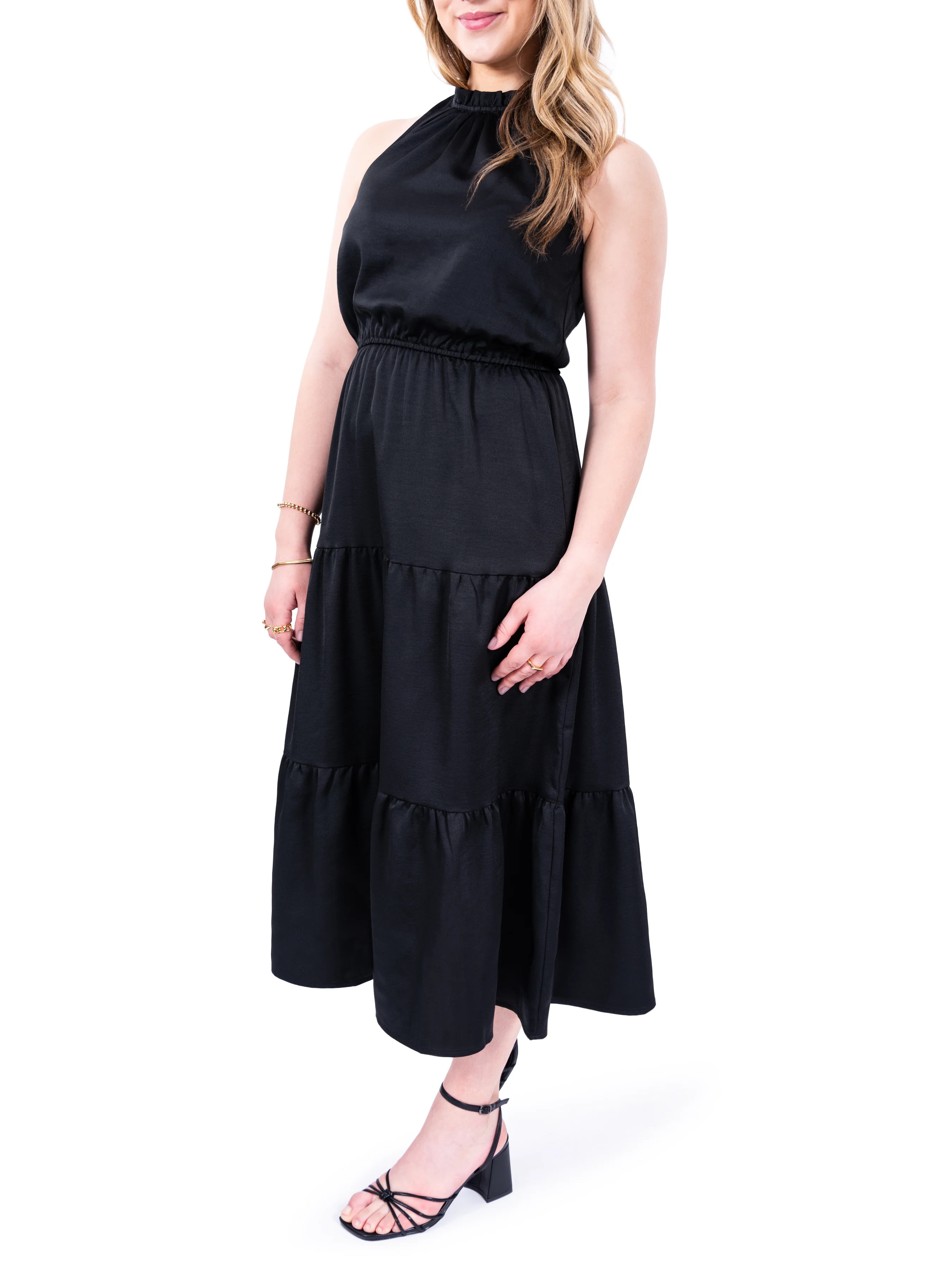 Nine.Eight Women's and Women's Plus Satin Halter Midi Dress, Sizes XS-4X | Walmart (US)