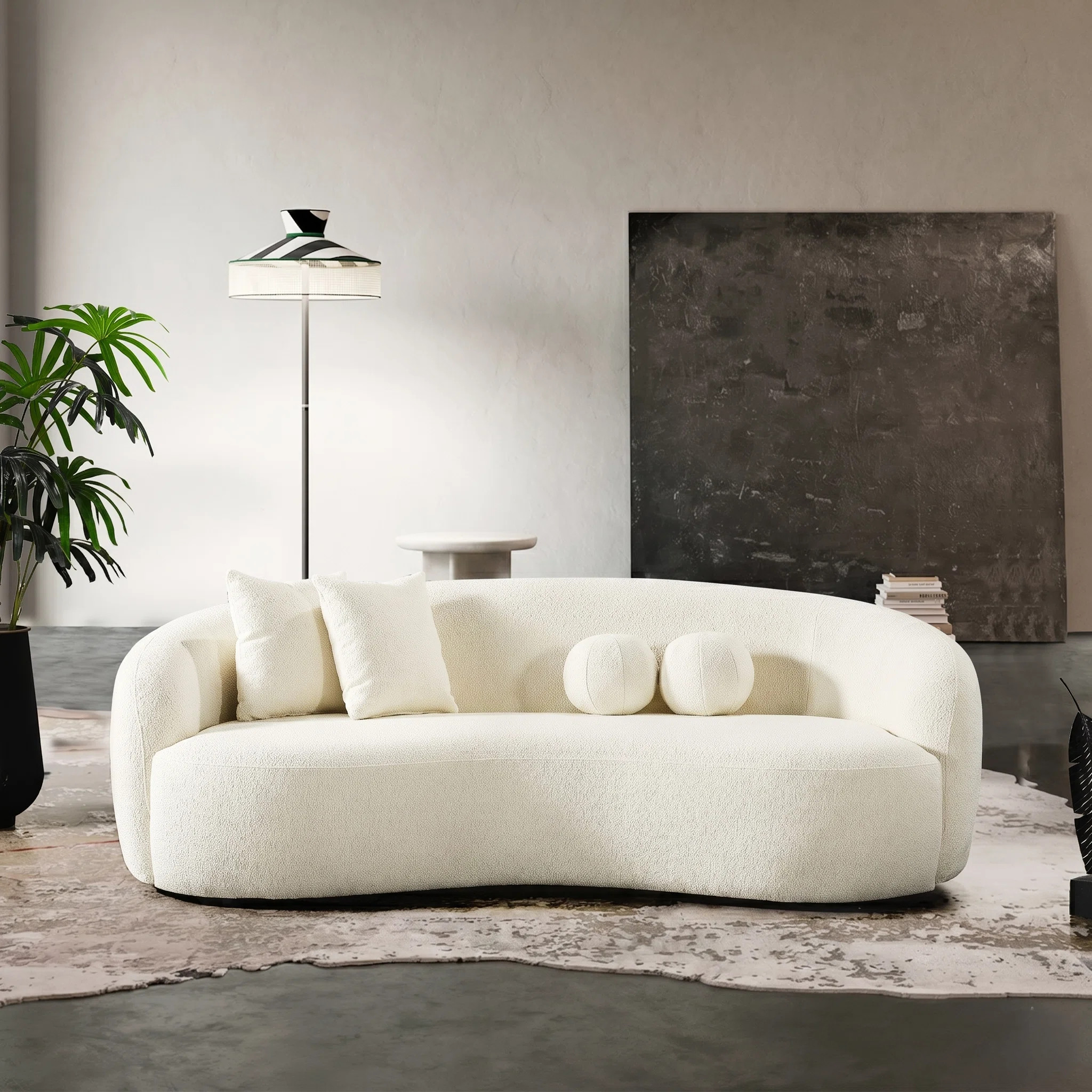 Kathrina 91'' French Bouclé Curved Sofa | Wayfair North America