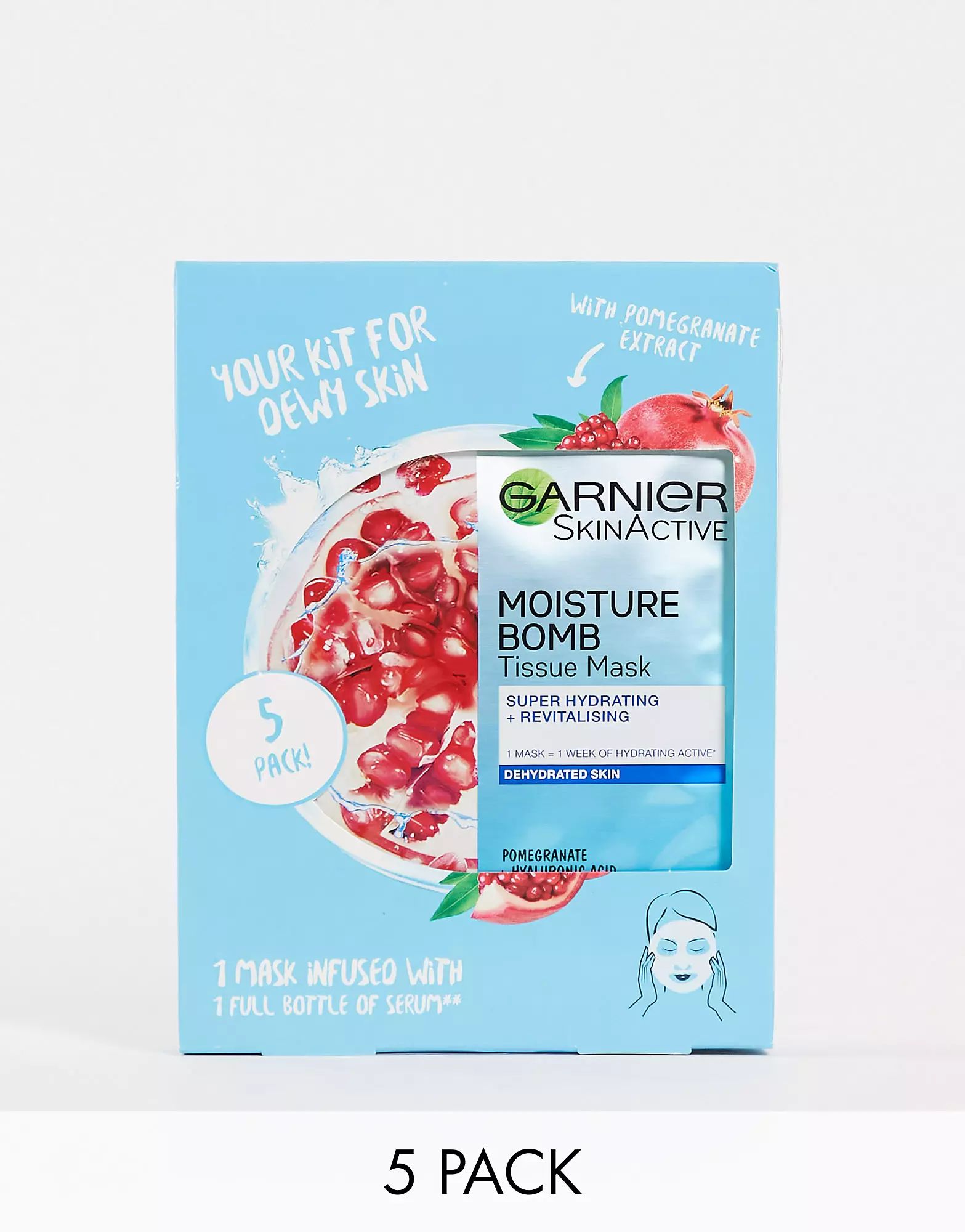 Garnier Moisture Bomb Pomegranate Hydrating Face Sheet Mask for Dehydrated Skin (5 Pack) | ASOS | ASOS (Global)