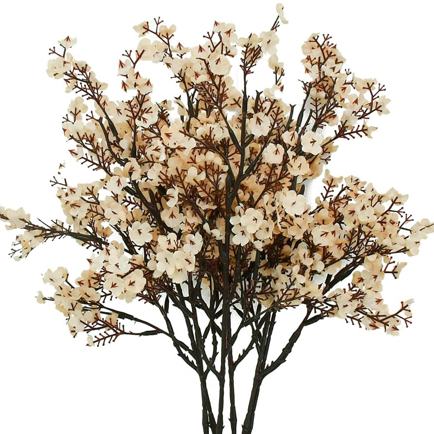 Mandy's Champagne Artificial Baby’s Breath Flowers 6 Bundles Silk Gypsophila with Bendable Stem... | Amazon (US)