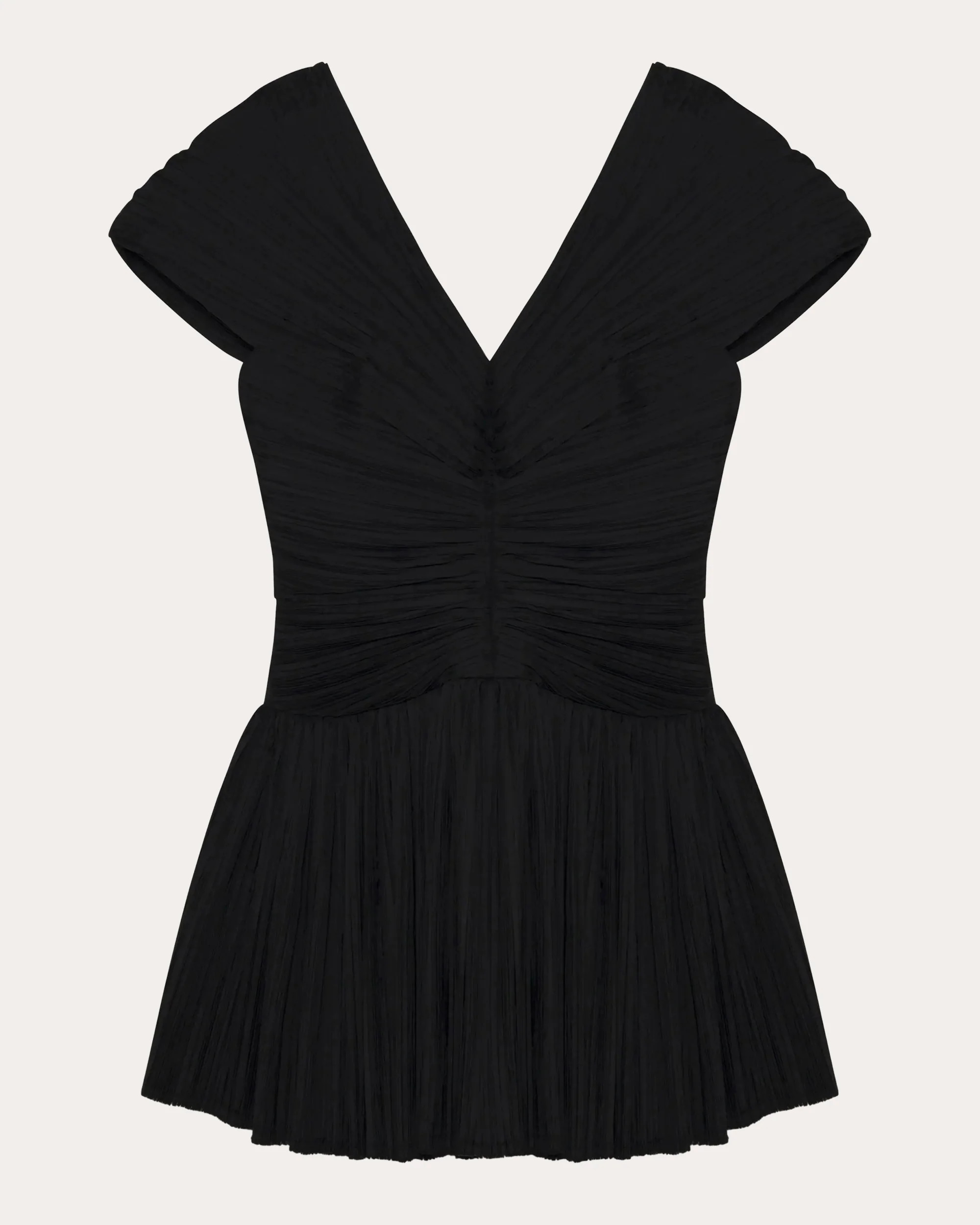 SIMKHAI Women's Avarie Plissé Taffeta Mini Dress in Black Nylon/Polyester | Olivela