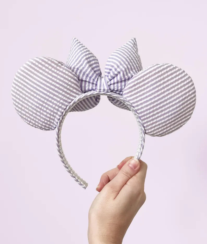Minnie Purple Seersucker Ear Purple Striped Minnie Ear Seersucker Minnie Ear Easter Minnie Ear Sp... | Etsy (US)