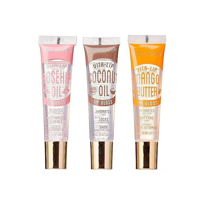 Ruby Kisses Broadway Vita-Lip Clear Lip Gloss (3 Pack Mango Butter, Rosehip, Coconut Oil), Ultra-... | Amazon (US)