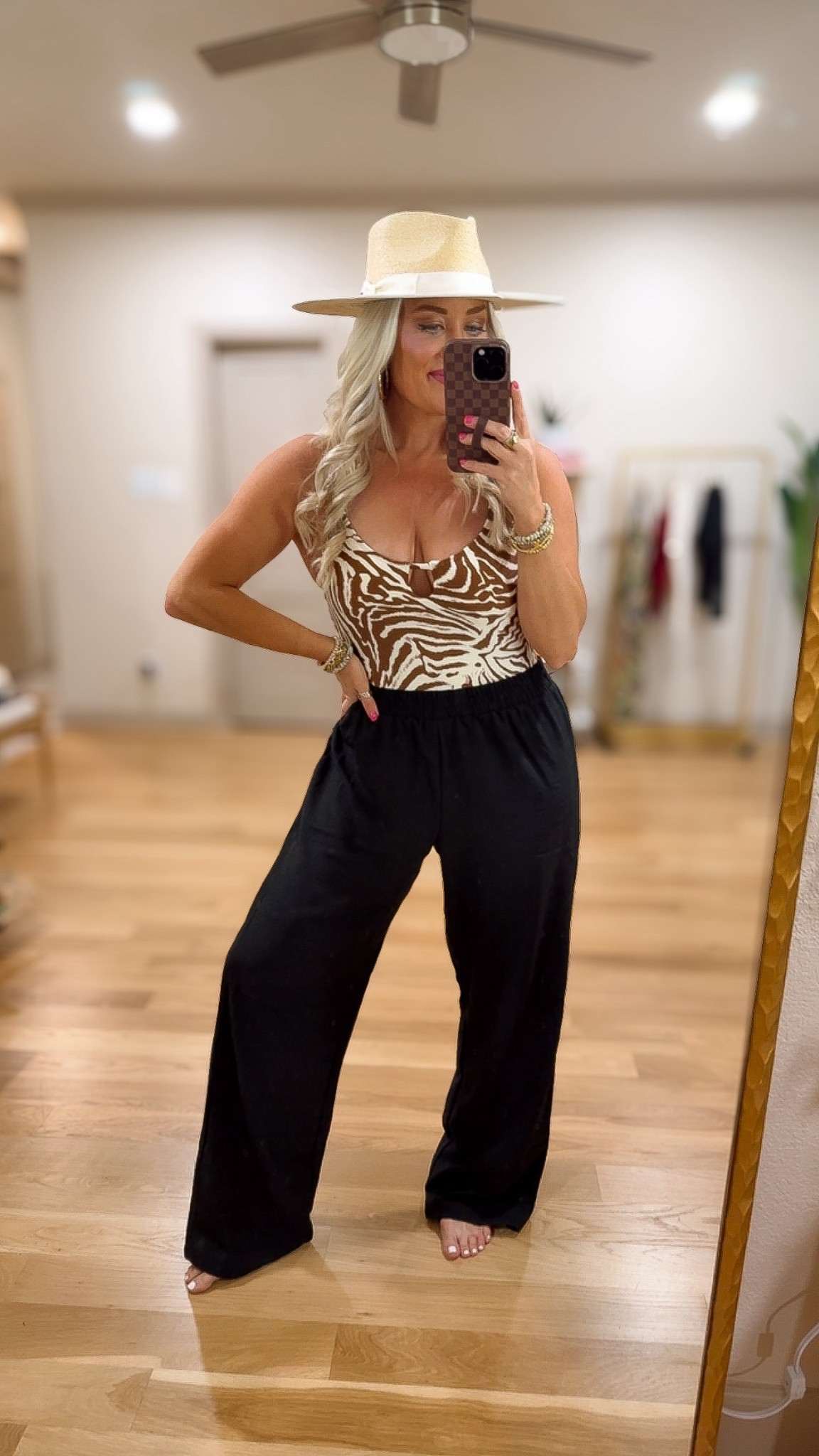Zebra print one piece - medium 
Black coverup pants / small 
