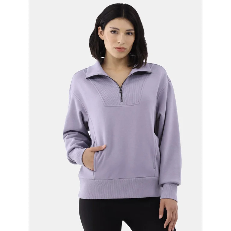 Avia Women's and Women's Plus Fleece-Lined Quarter-Zip Pullover, Sizes XS-4X | Walmart (US)