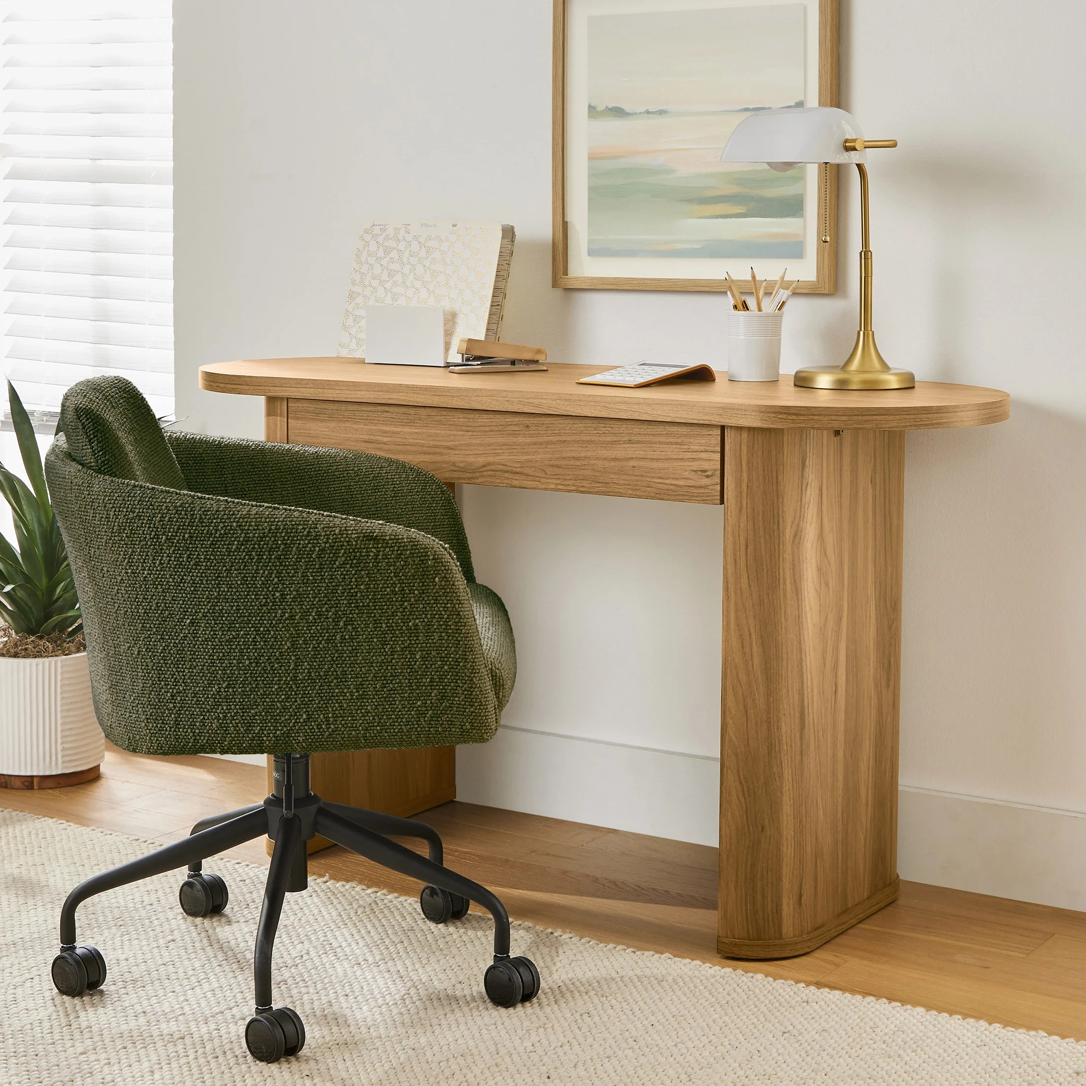 Better Homes & Gardens Juliet Oval Writing Desk, Light Honey Finish | Walmart (US)