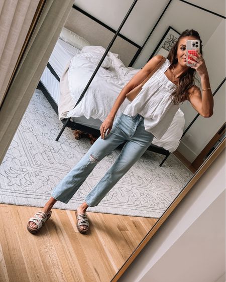 okay always love feminine white tops like this for summer! 😍 so adorable and versatile! use code ltk20 for 20% off at madewell right now! 🤍
too runs tts, wearing xs
jeans run tts, wearing size 24 

#LTKSaleAlert #LTKxMadewell