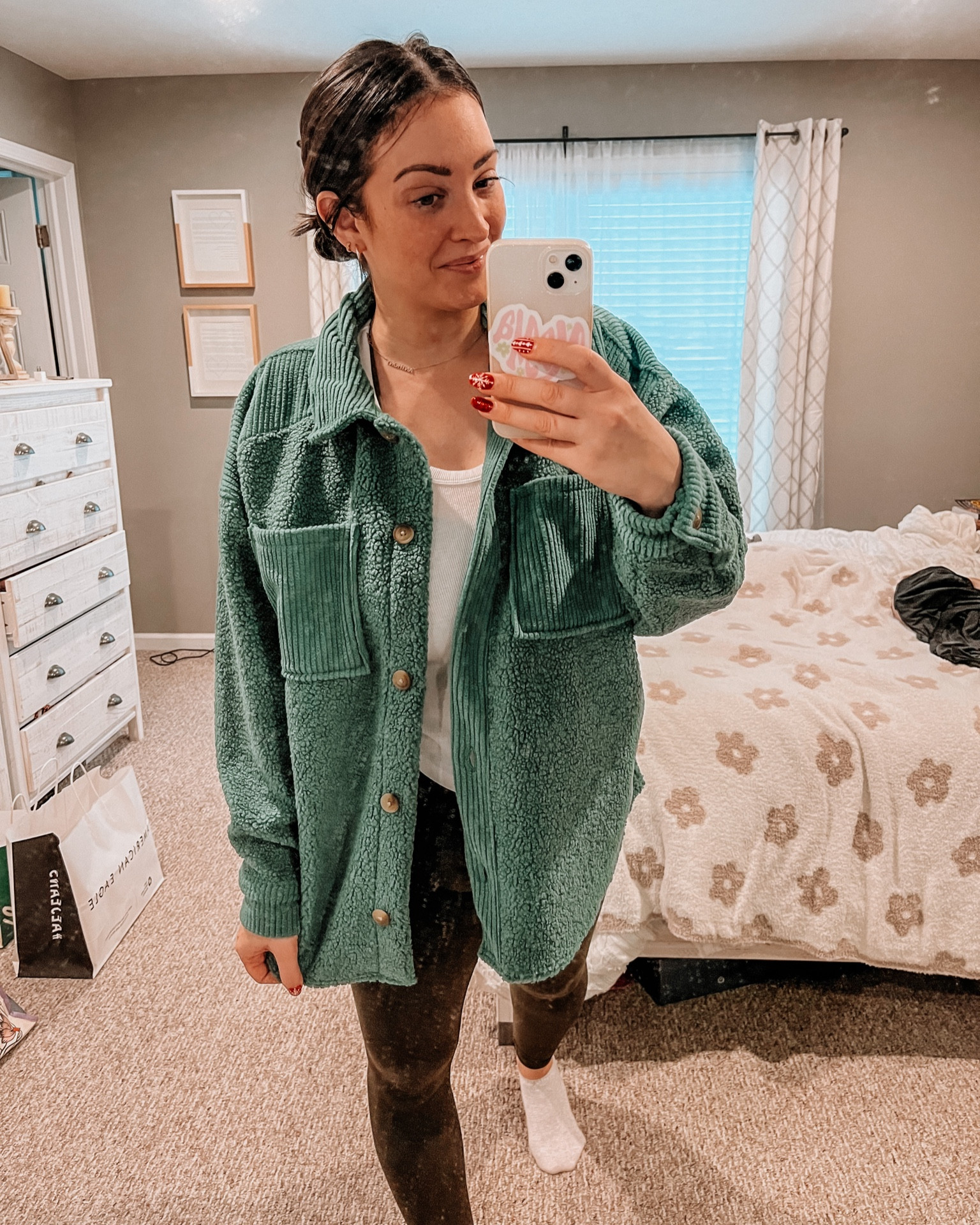 Sherpa cardigan with hood american eagle sale