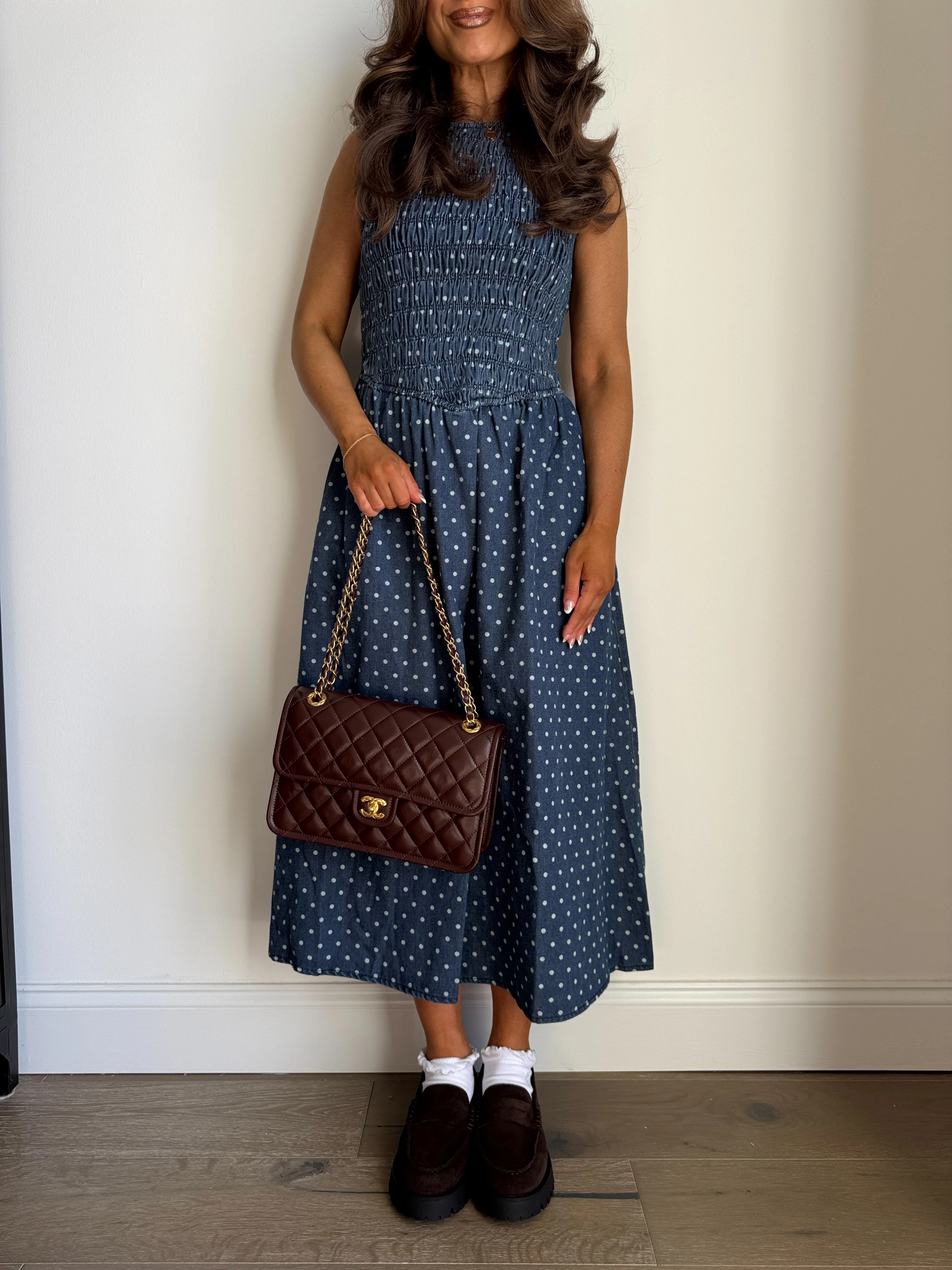 Denim & Dots Midi Dress | Shop Your Darling Style