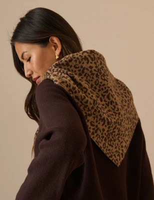 Brown Animal Print Wool-Blend Triangle Scarf | Nobody's Child