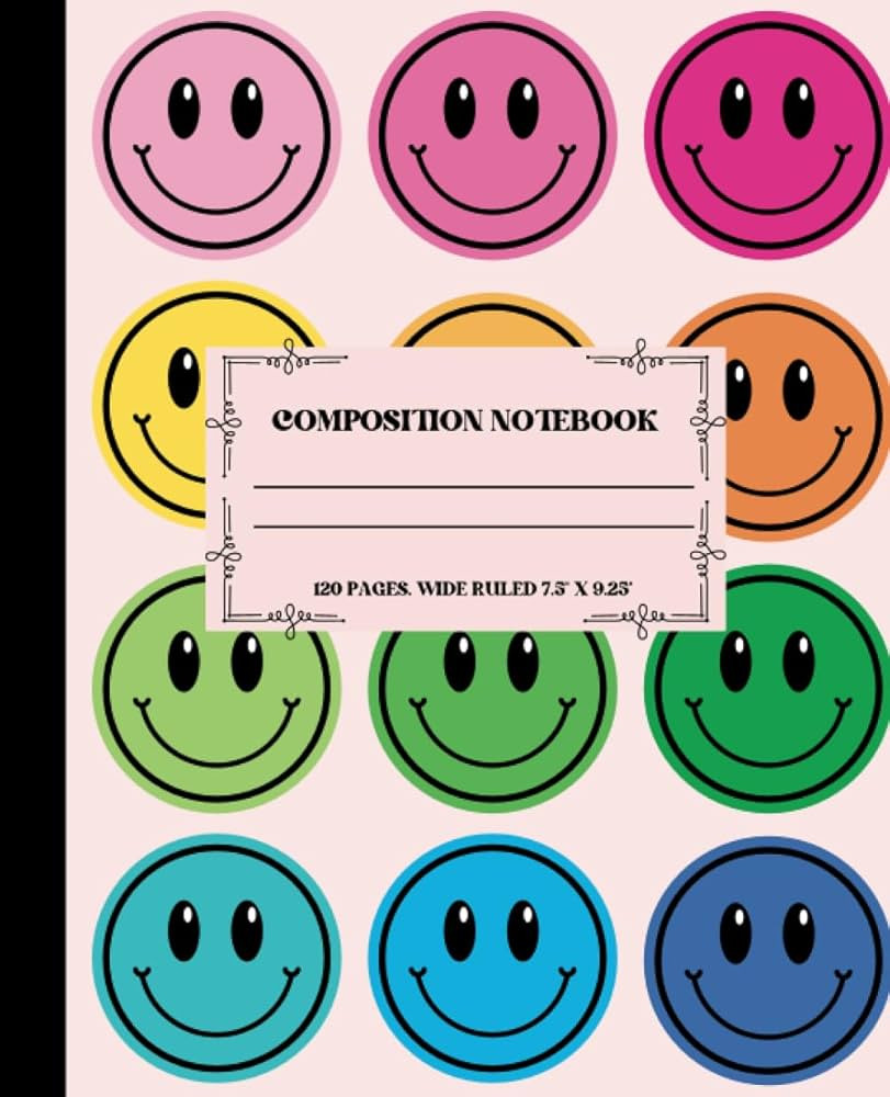 Smile! Rainbow Smiley Face Notebook: 120 Page Wide Ruled Journal | Amazon (US)