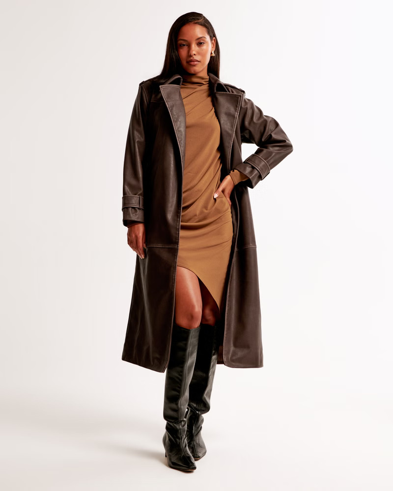 Women's Vol. 28 Vegan Leather Trench Coat | Women's Coats & Jackets | Abercrombie.com | Abercrombie & Fitch (US)