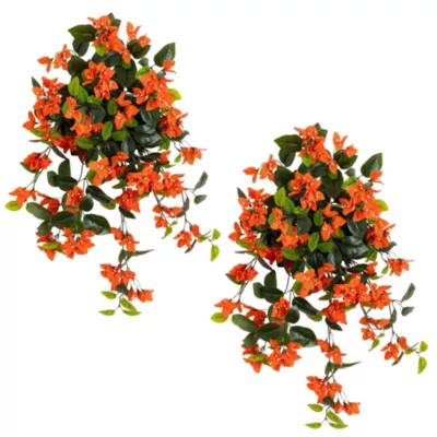 Nearly Natural 28-Inch UV Resistant Artificial Bougainvillea Hanging Plant (Indoor/Outdoor) - Set of 2 | Belk